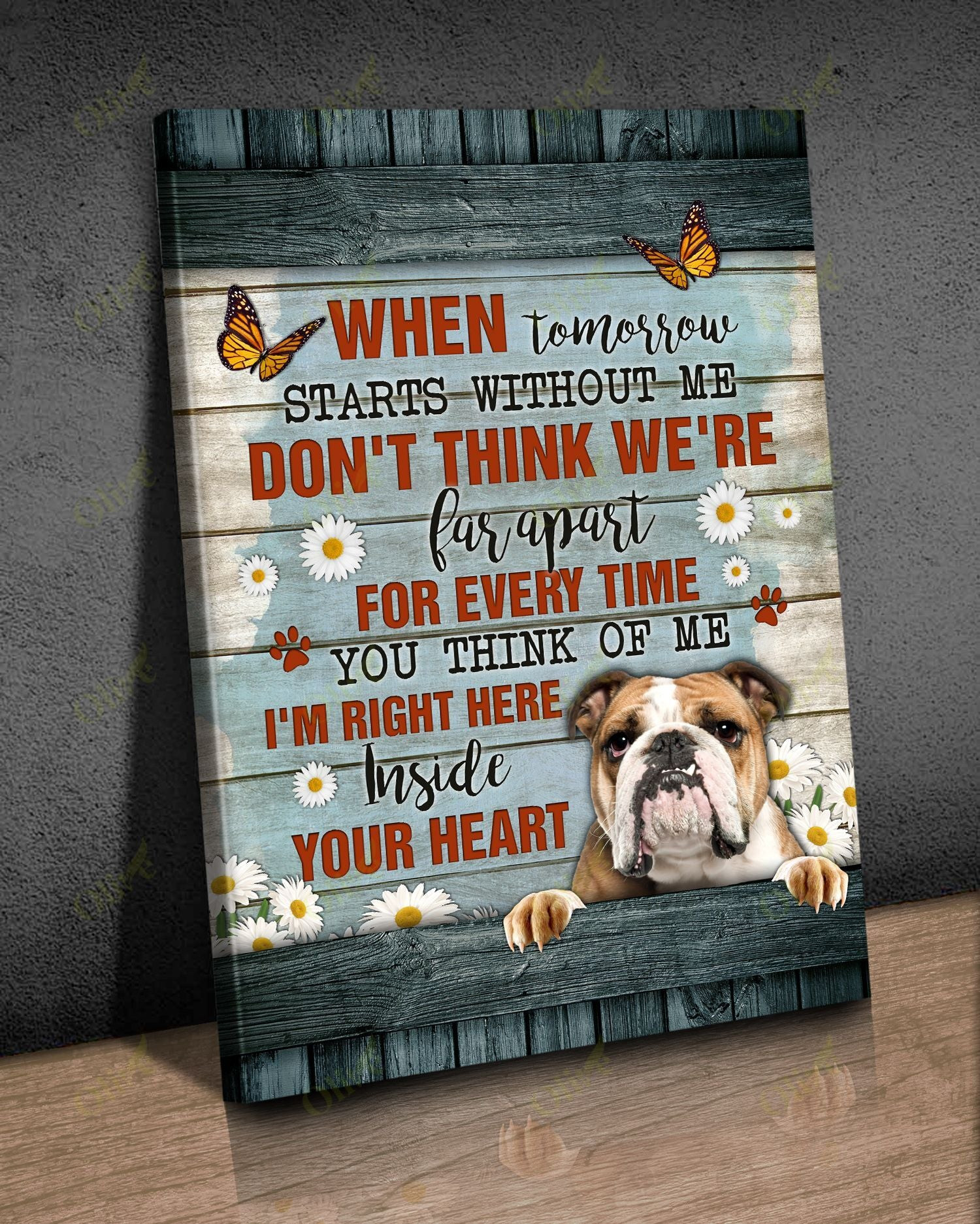 English Bulldog - I'm Inside Your Heart Poster And Canvas Art Wall Decor