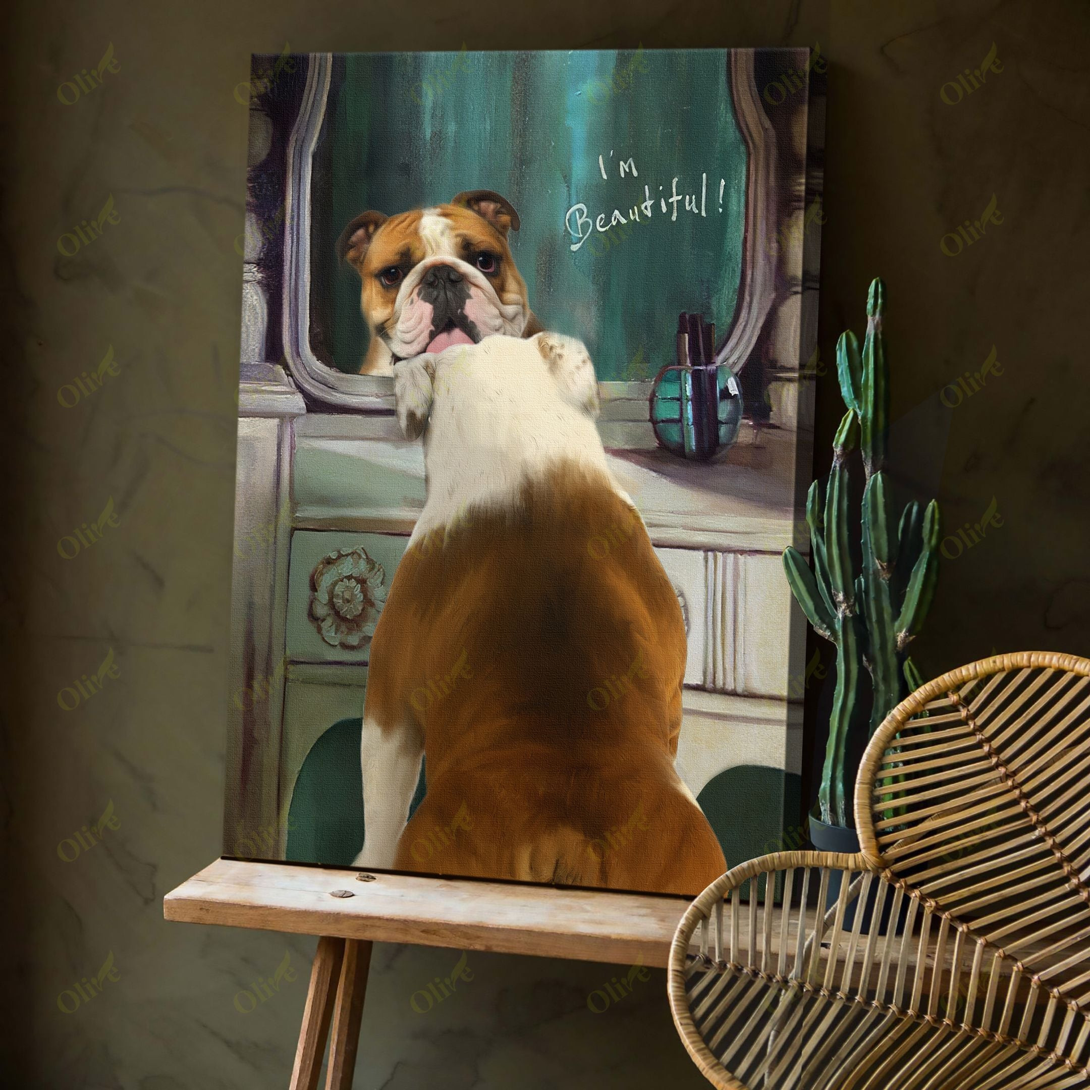 English Bulldog - Mirror Mirror Poster And Canvas Art Wall Decor