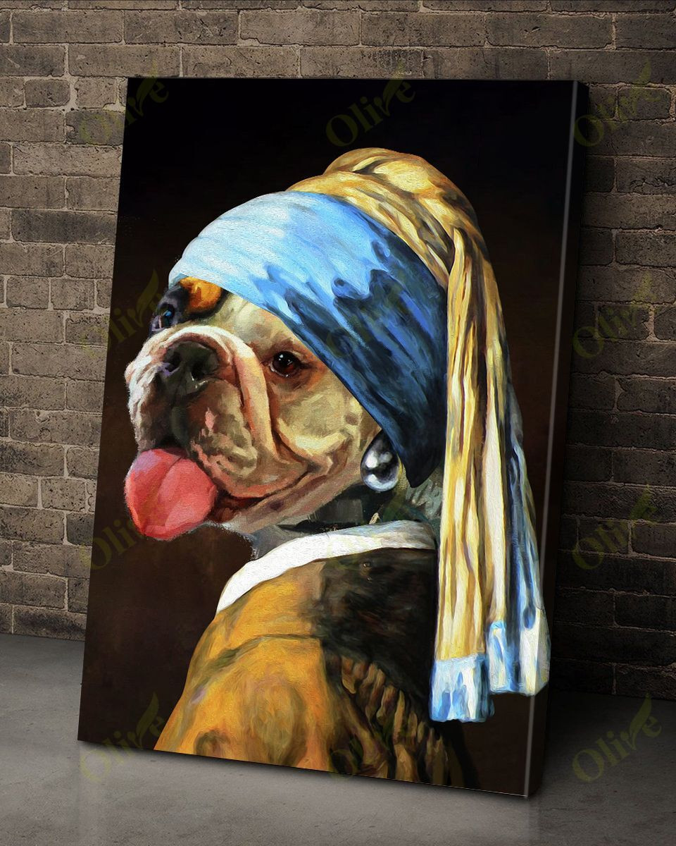 English Bulldog - Pearl Earrings Canvas English Bulldog Poster And Canvas Art Wall Decor