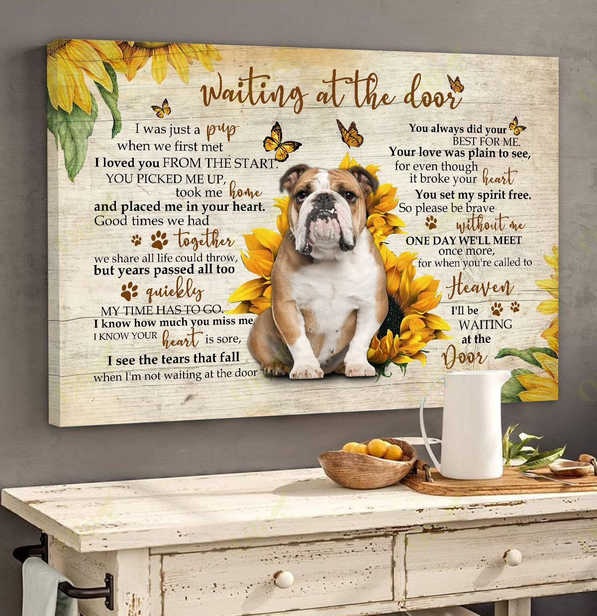 English Bulldog - Waiting At The Door 2 Poster And Canvas Art Wall Decor