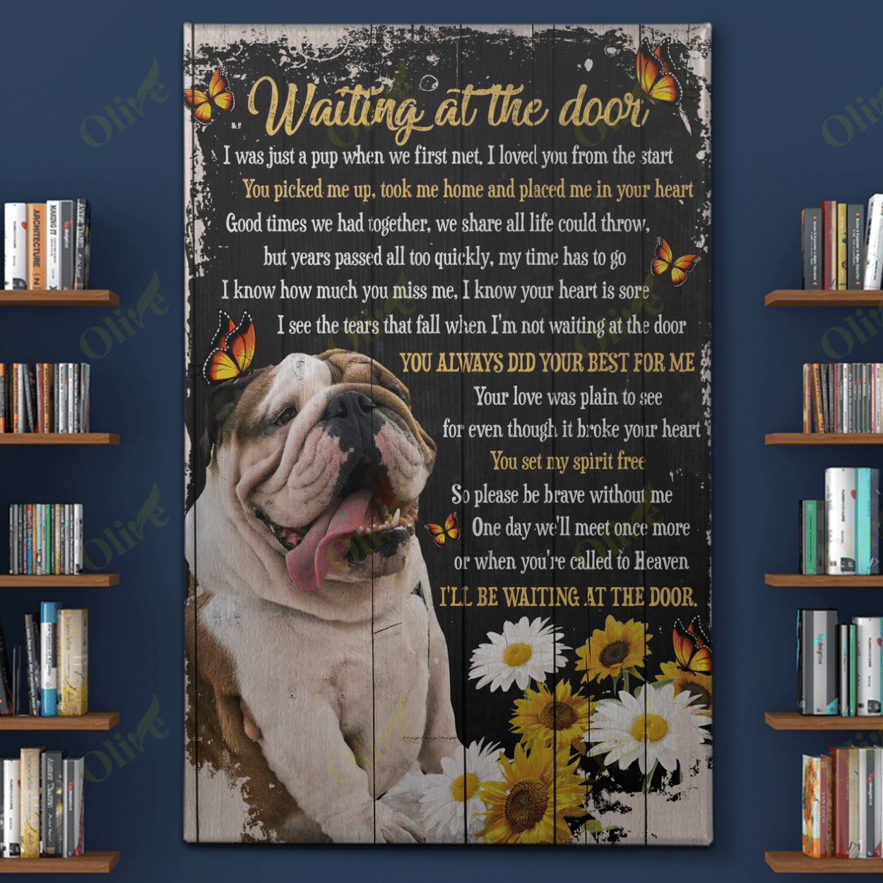 English Bulldog - Waiting At The Door For You Poster And Canvas Art Wall Decor