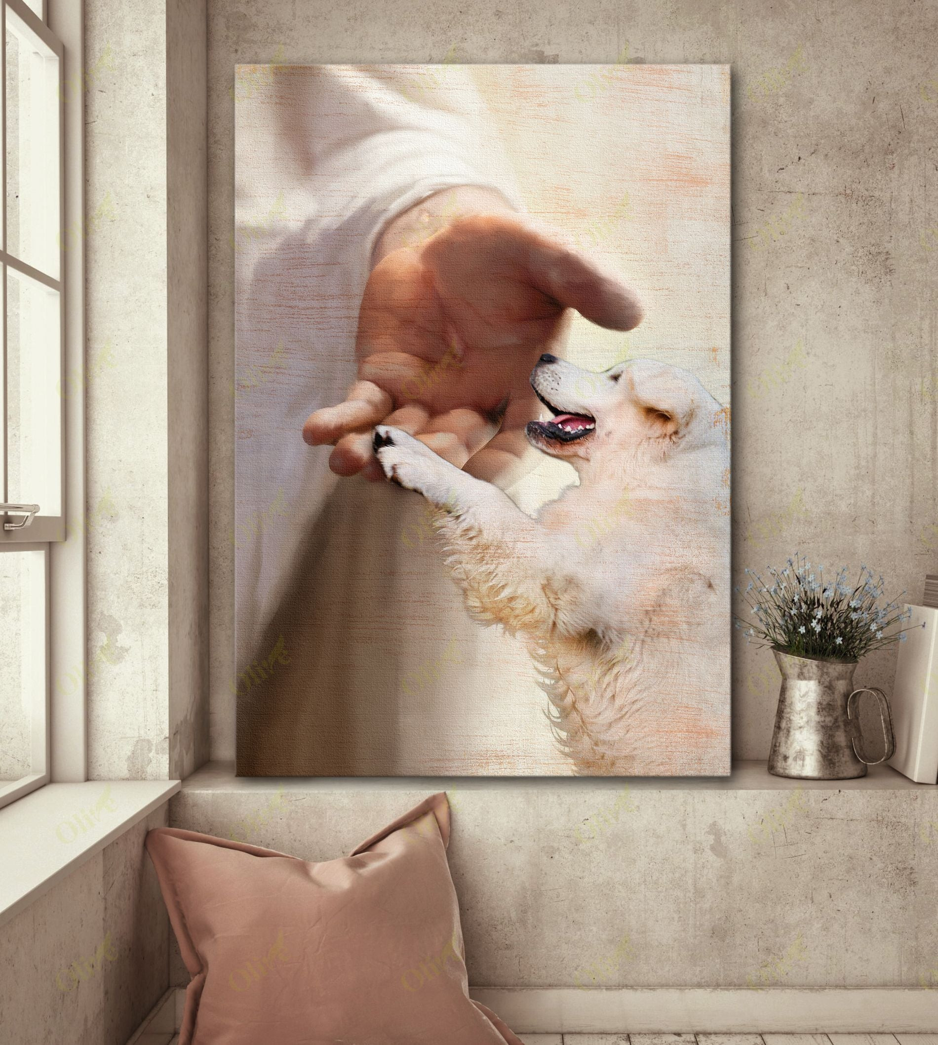 English Cream Golden Retriever - Take My Hand Poster And Canvas Art Wall Decor Custom