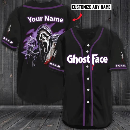 Evil Ghost Face Custom Name Baseball Jersey, Unisex Jersey Shirt for Men Women