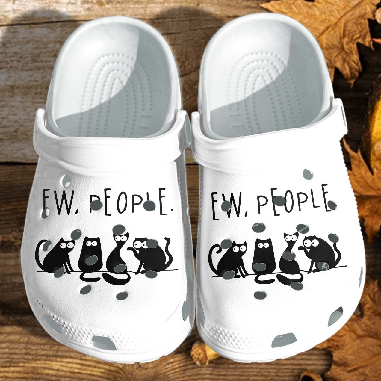 Ew People Black Cat Custom Crocs Shoes Clogs Funny - Anime Cat Meme Outdoor Crocs Shoes Clogs Gifts