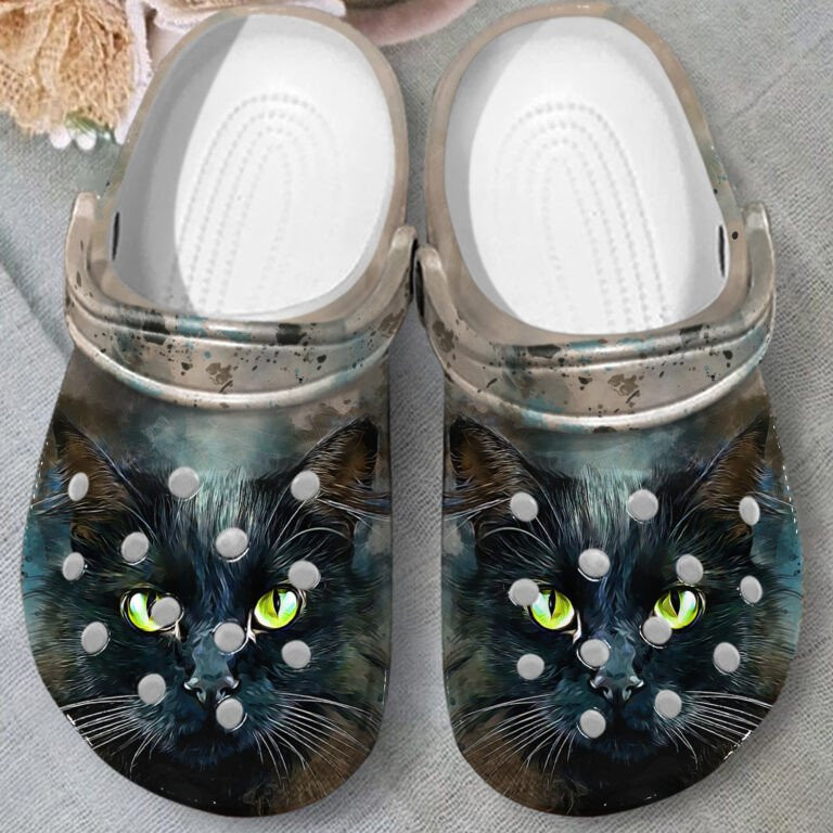 Face Of Black Cat Shoes Crocs Clogs Birthday Christmas Gifts For Children