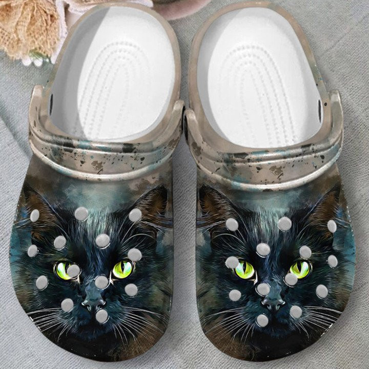 Face of Black Cat Shoes Crocs Clogs