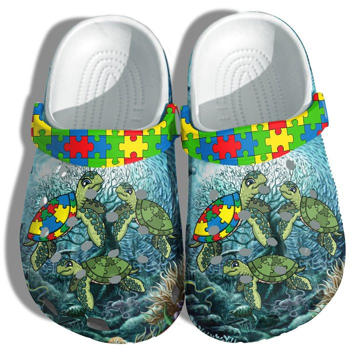 Family Turtle Autism Awareness Clogs Crocs Shoes