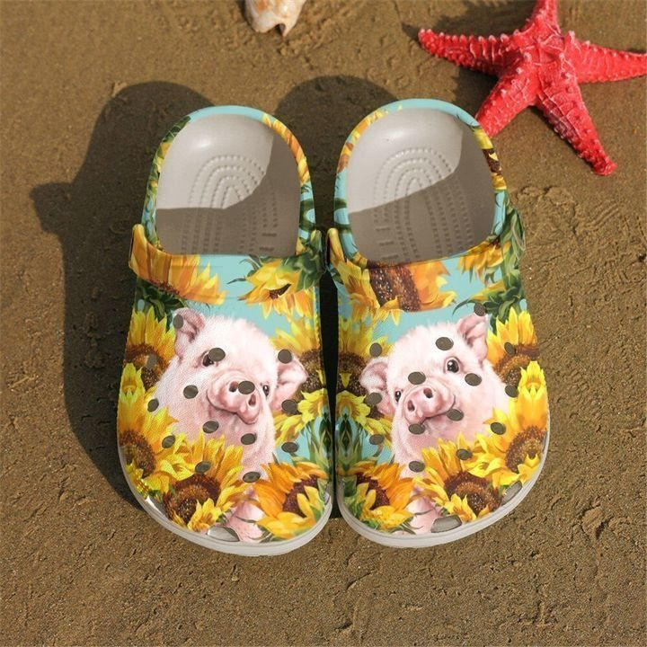 Farmer Sunflower Pig Crocs Clog Shoes