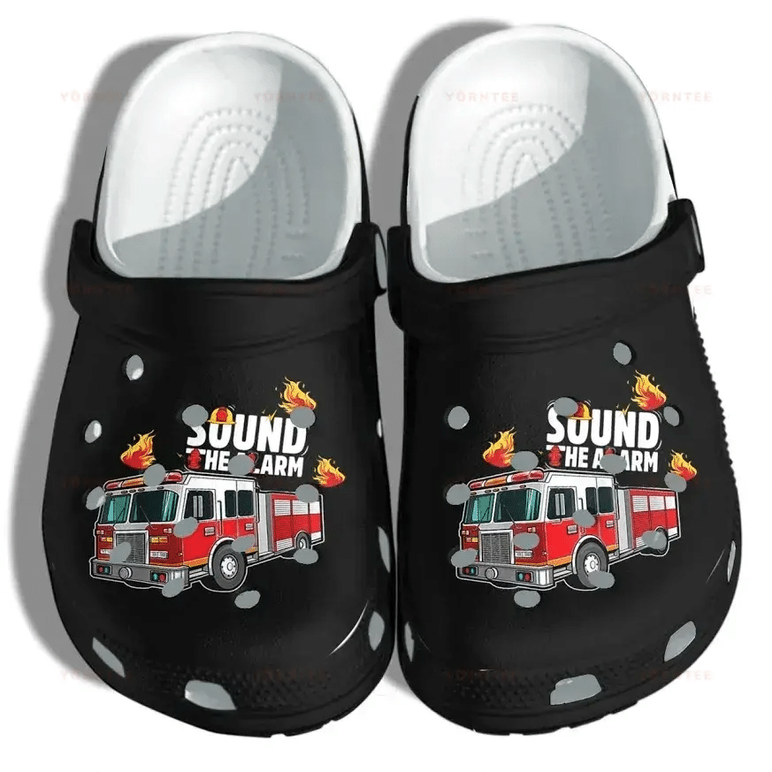 Fire Engine Car For Firefighter Son – Sound The Alarm Gift For Lover Rubber Crocs Clog Shoes Comfy Footwear