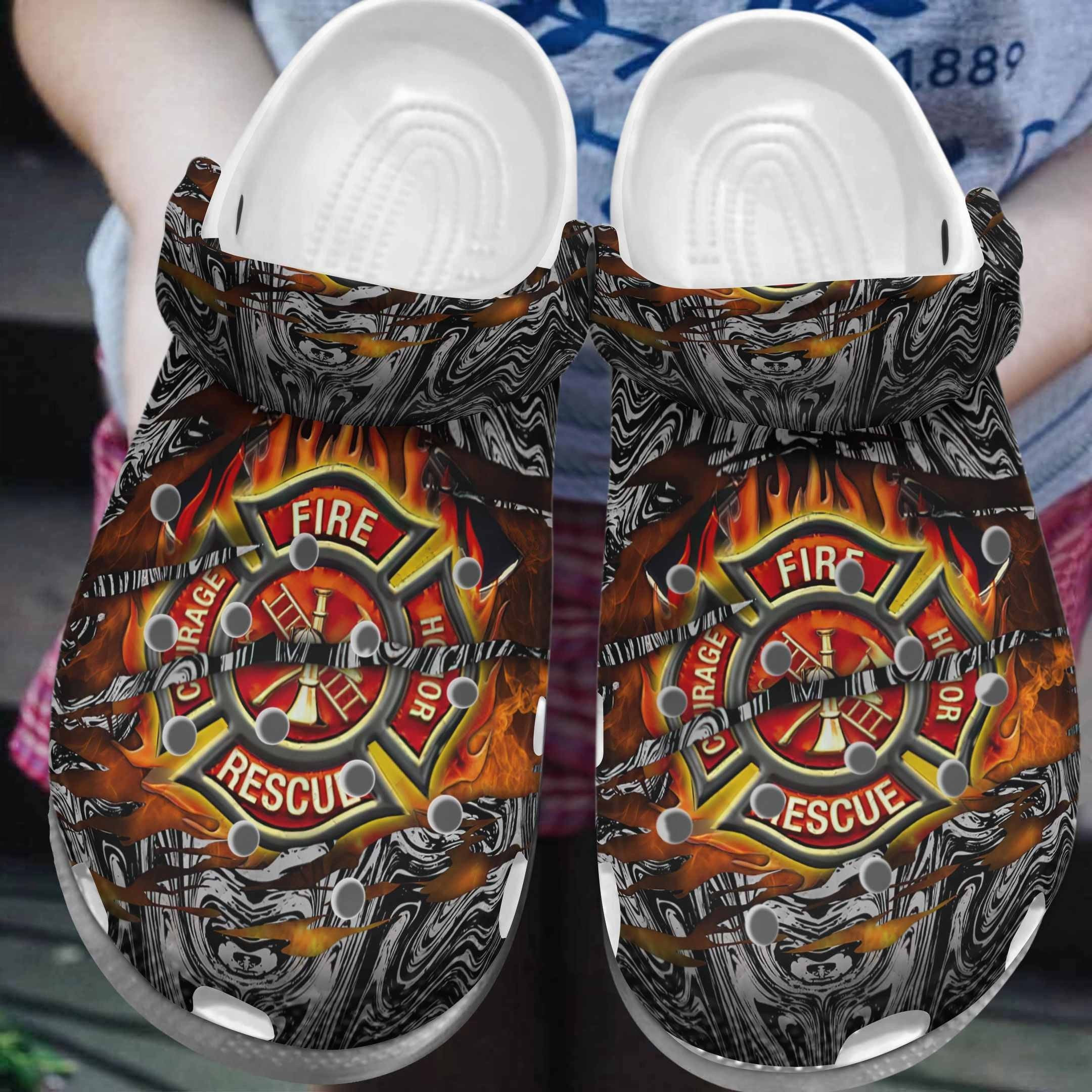 Fire Rescue Firefighter Shoes Men Clog Crocs Gifts For Fathers Day