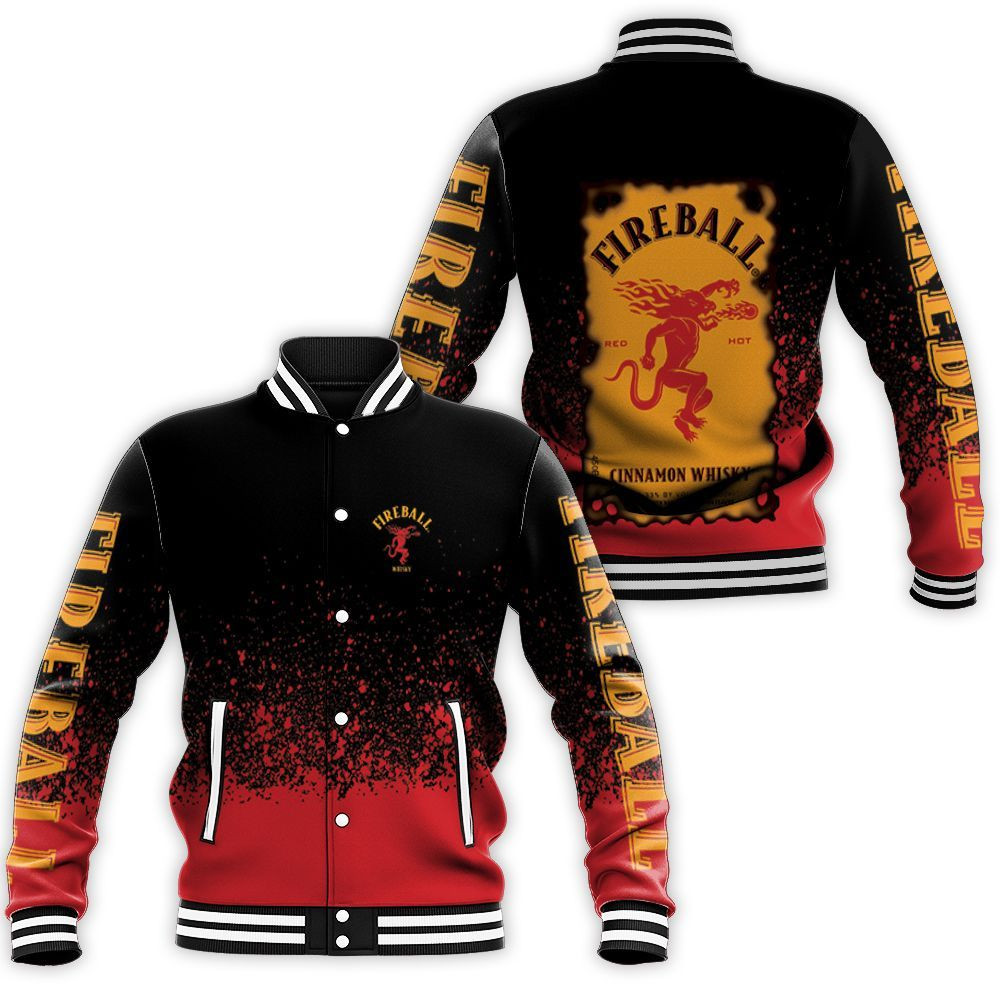 Fireball Cinnamon Whisky Logo For Wine Lover 3d Baseball Jacket for Men Women