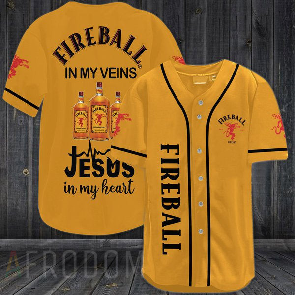 Fireball Whiskey In My Veins Baseball Jersey