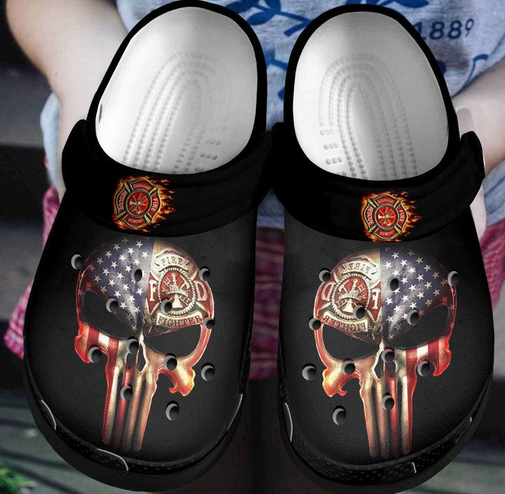 Firefighter America Crocs Classic Clogs Shoes Skullcap Outdoor Crocs Classic Clogs Shoes
