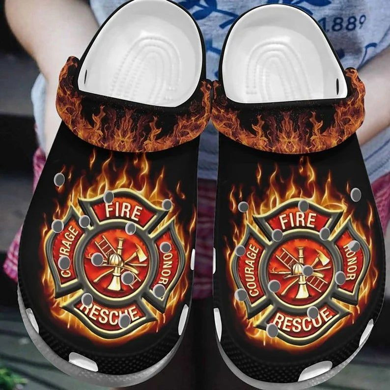 Firefighter Crocs Firefighter Shoes Proud Firefighter Rubber Crocs Clog Shoes Comfy Footwear