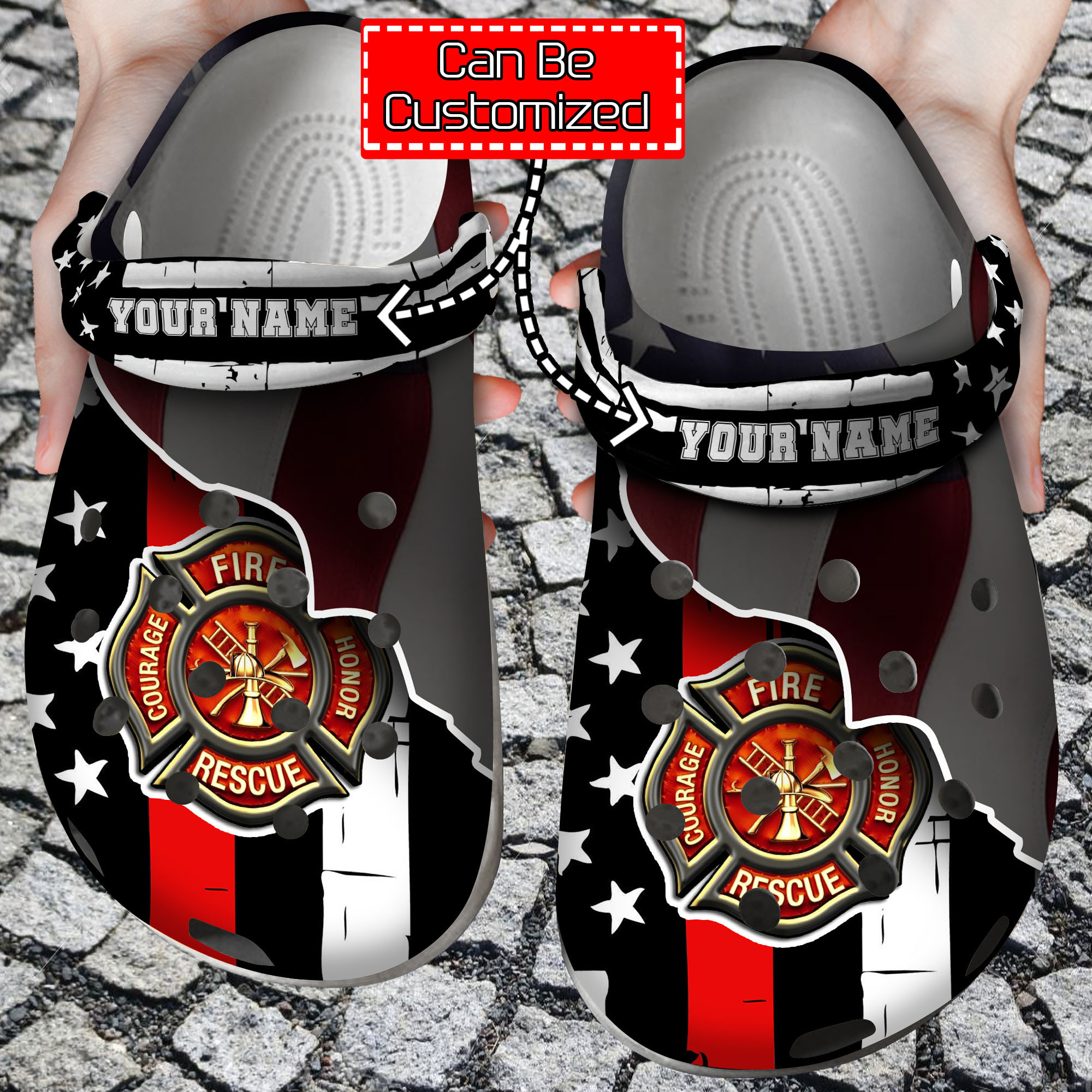 Firefighter Crocs Thin Red Line Clog Shoes
