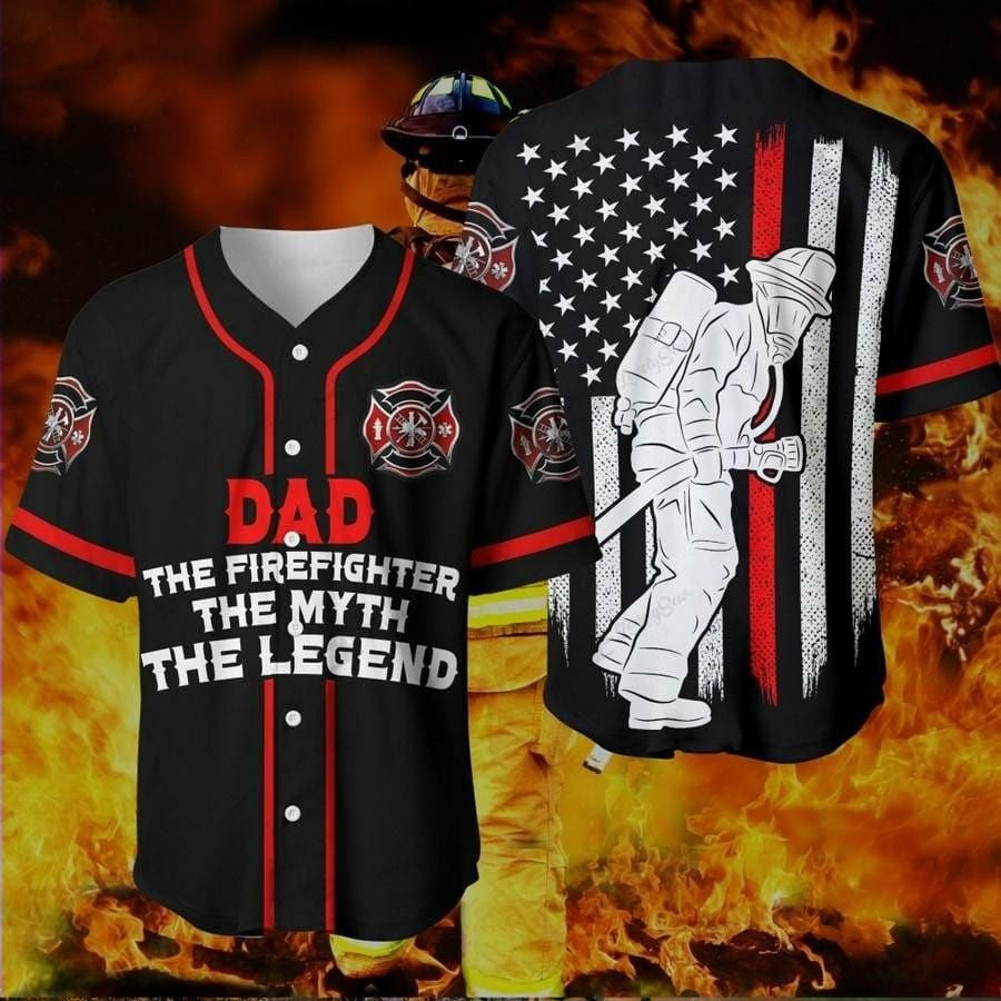 Firefighter Dad Baseball Jersey