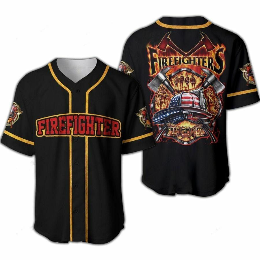 Firefighter Heroes Baseball Jersey, Unisex Jersey Shirt for Men Women