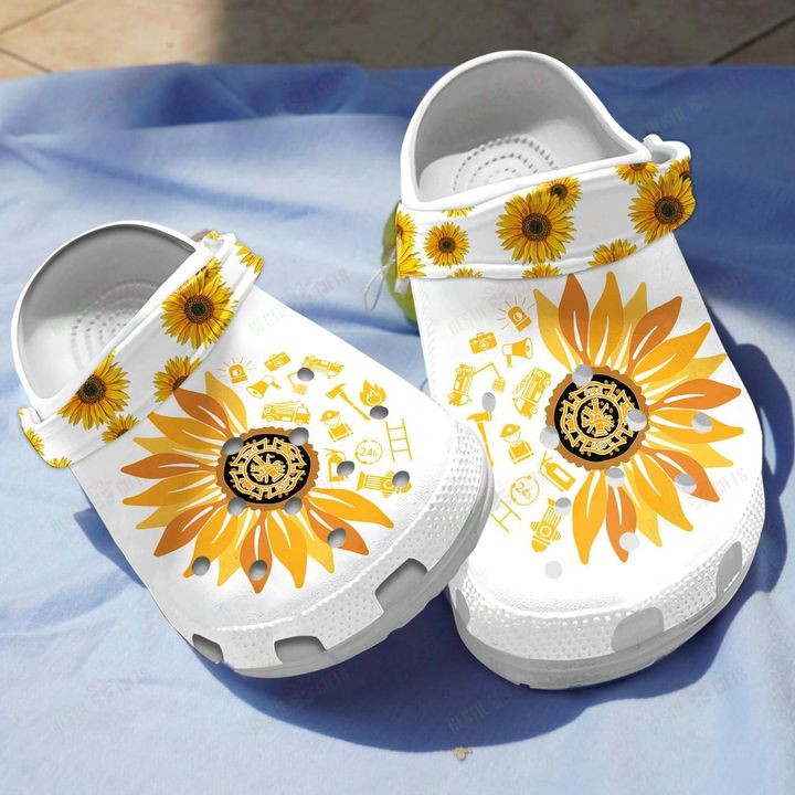 Firefighter Sunflower Crocs Classic Clogs Shoes
