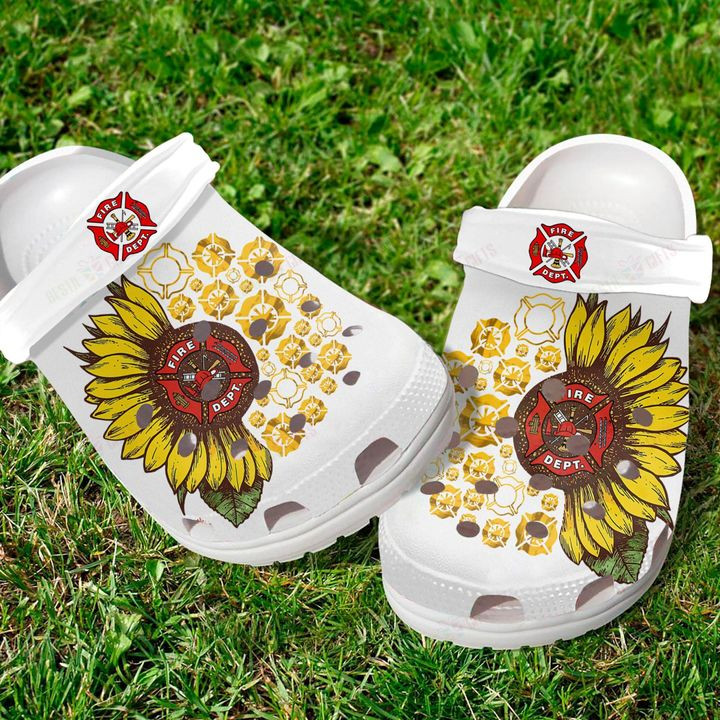 Firefighter Sunflower Crocs Classic Clogs Shoes