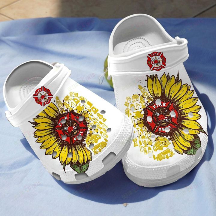 Firefighter Sunflower  Crocs Classic Clogs Shoes