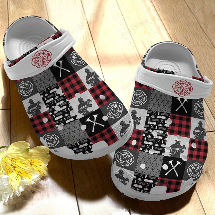 Firefighter White Sole Firefighter Pattern Crocs Classic Clogs Shoes