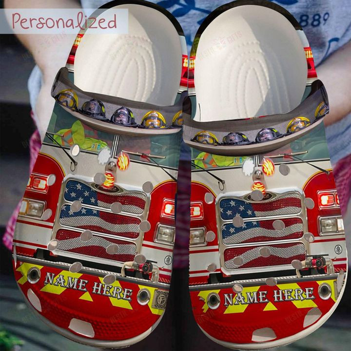 Firefighter White Sole Personalized Firetruck Crocs Classic Clogs Shoes