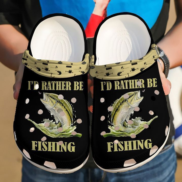 Fishing I39D Rather Be Crocs Classic Clogs Shoes