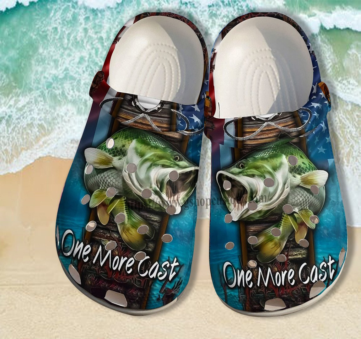 Fishing One More Cast Croc Shoes Gift Step Son- Fishing America Usa Flag Shoes Croc Clogs