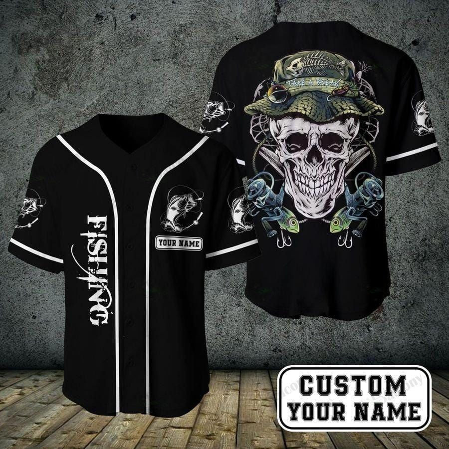 Fishing Skull Personalized Baseball Jersey