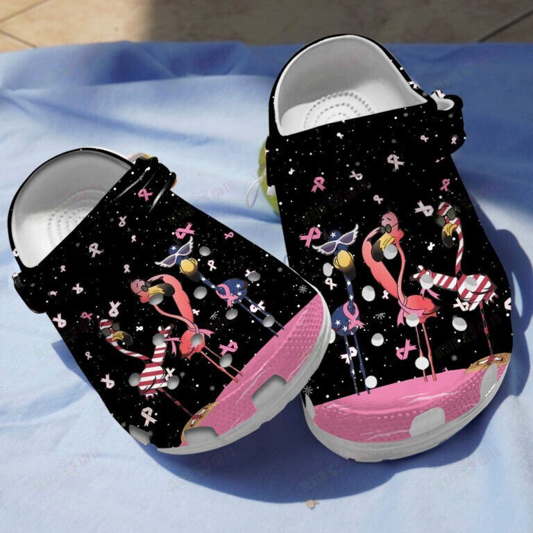 Flamingo Awareness Breast Cancer Shoes Crocs Clogs Birthday Christmas Gifts