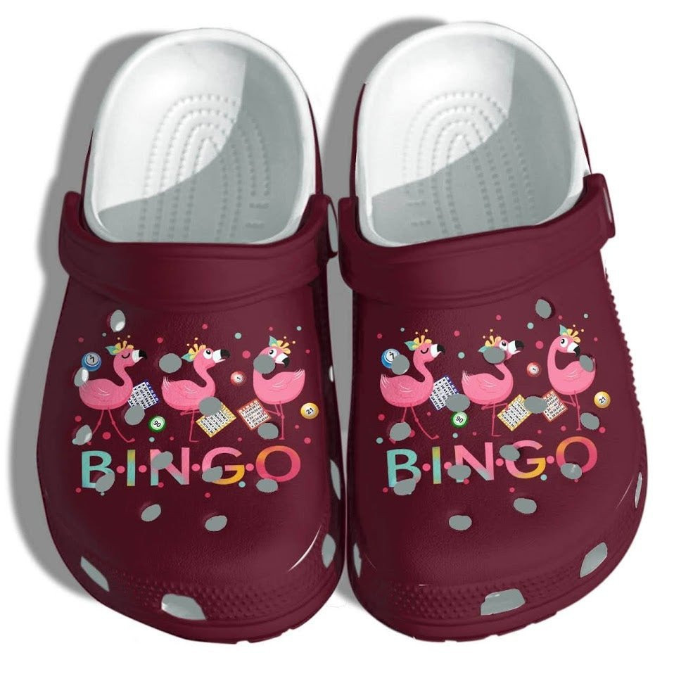 Flamingo Bingo Crocs Shoes Clogs For Kid Kindergarten - School Flamingo Funny Custom Crocs Shoes Clogs Gifts For Daughter Girl