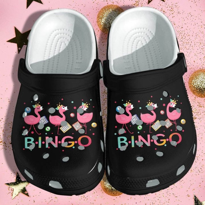 Flamingo Bingo Shoes For Kids Kindergarten School Funny Crocs Clogs CR