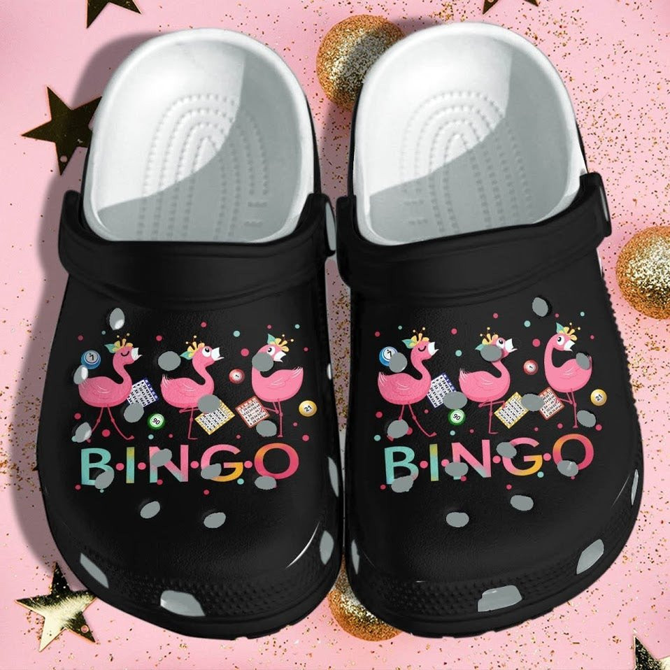 Flamingo Bingo Shoes For Kids Kindergarten - School Funny Crocs Clogs