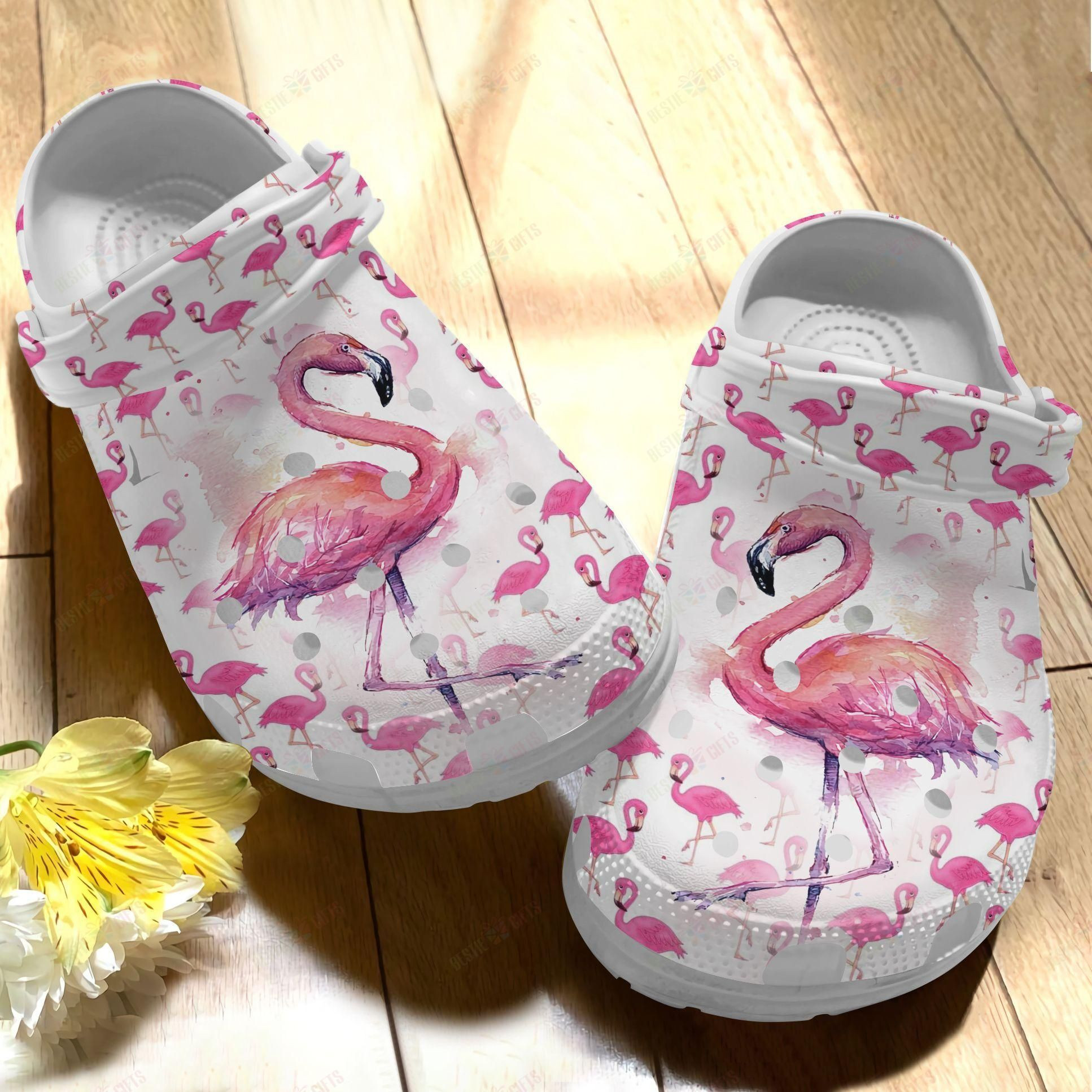 Flamingo Crocs Classic Clog Flock Painting Shoes