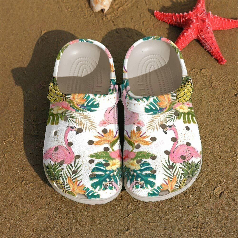 Flamingo Crocs Classic Clog Floral Flamingo Shoes