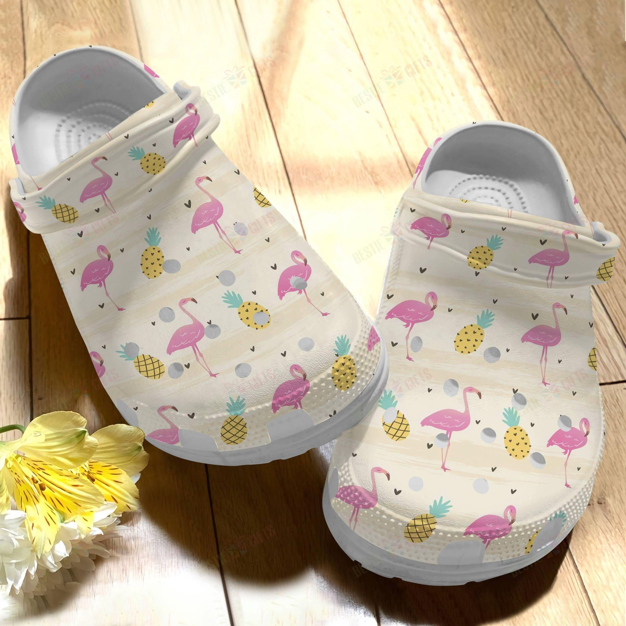 Flamingo Crocs Classic Clog Whitesole Sunshine Shoes