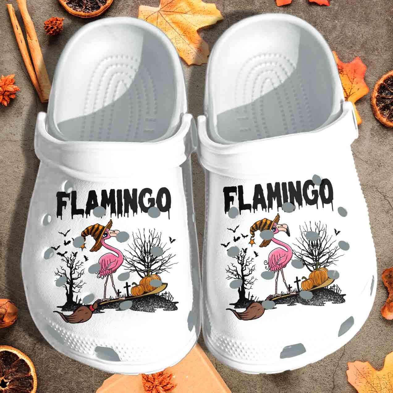 Flamingo Enjoys Halloween Shoes Clog Crocs Crocband Clog