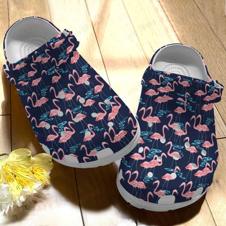 Flamingo Night Crocs Classic Clogs Shoes