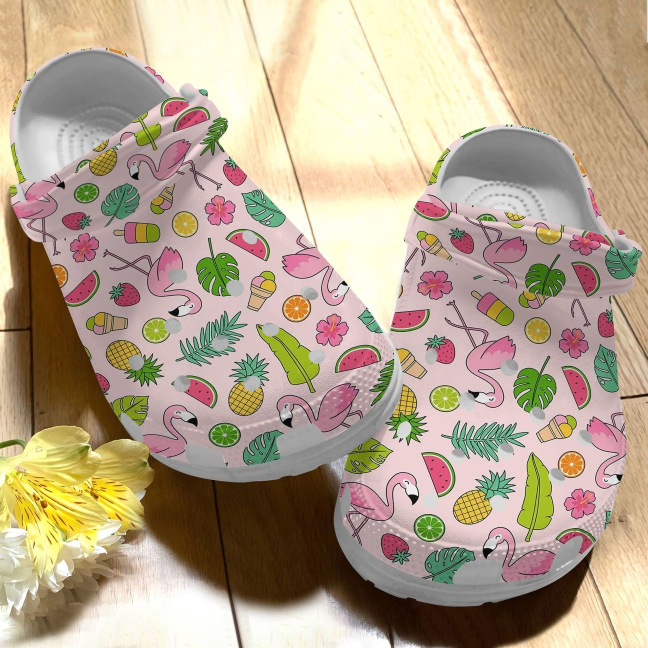 Flamingo Personalize Clog Custom Crocs Fashionstyle Comfortable For Women Men Kid Print 3D Summer Vibes