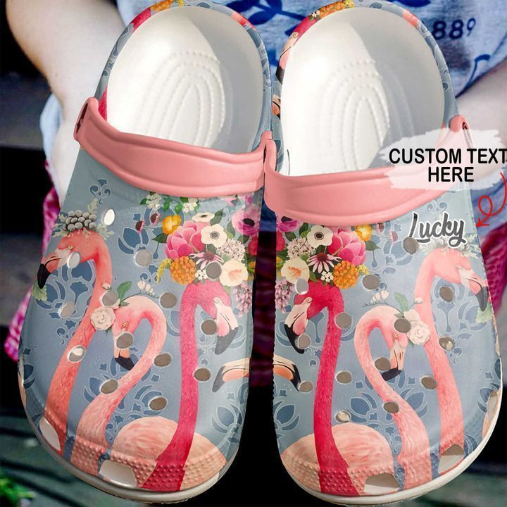 Flamingo Personalized Floral Crocs Classic Clogs Shoes