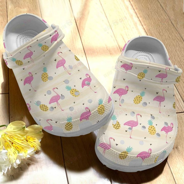 Flamingo White Sole Sunshine Crocs Classic Clogs Shoes