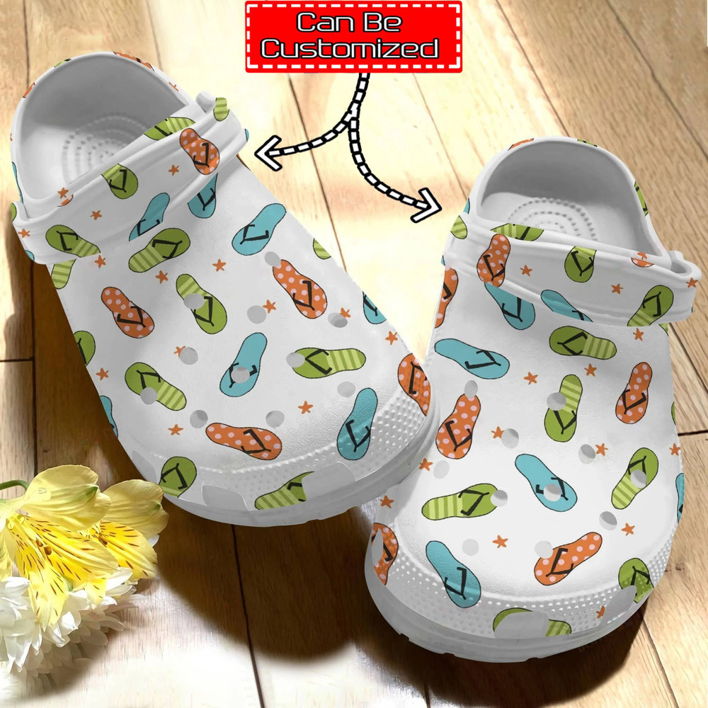 Flip Flops Crocs - Personalized Flip Flops Pattern Clog Shoes For Men And Women