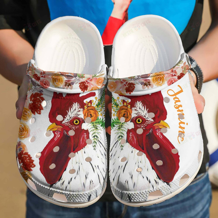 Floral Chicken Crocs Classic Clogs Shoes