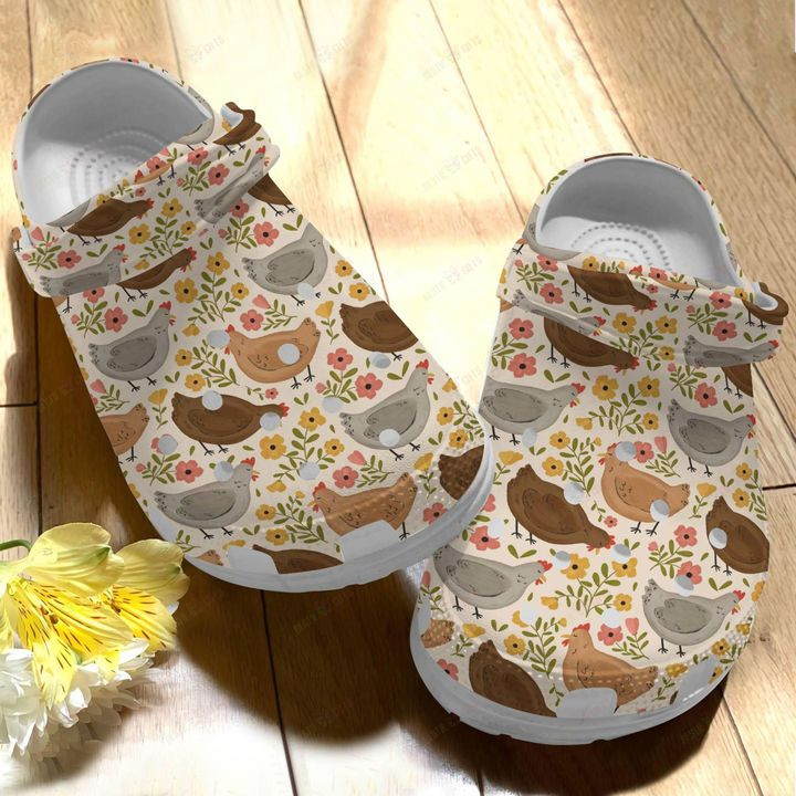 Floral Chickens Crocs Classic Clogs Shoes