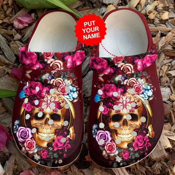 Floral Crocs Clog Shoes Skull Crocs