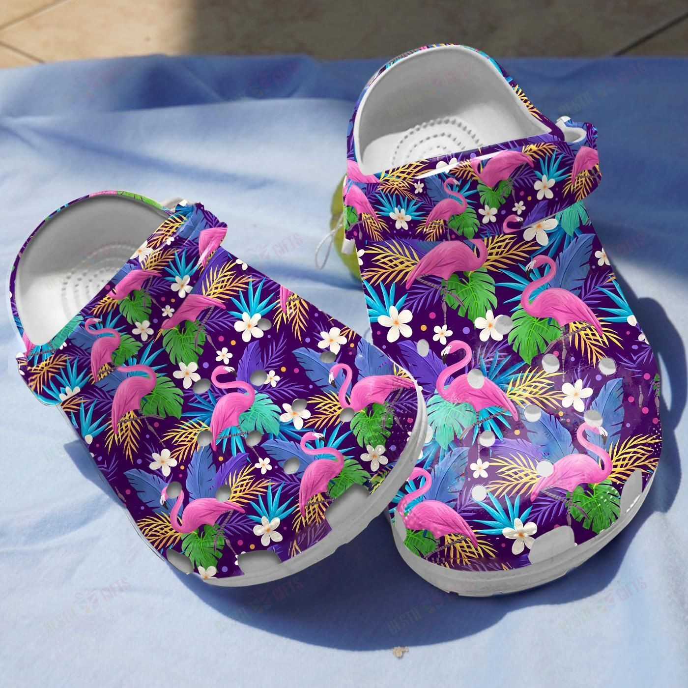 Floral Flamingo Crocs Classic Clogs Shoes