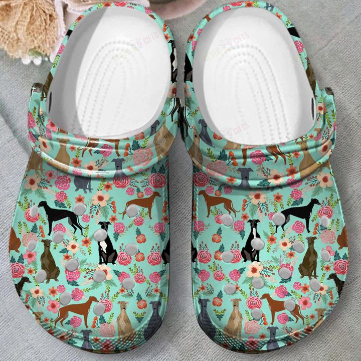 Floral Greyhounds Crocs Classic Clogs Shoes