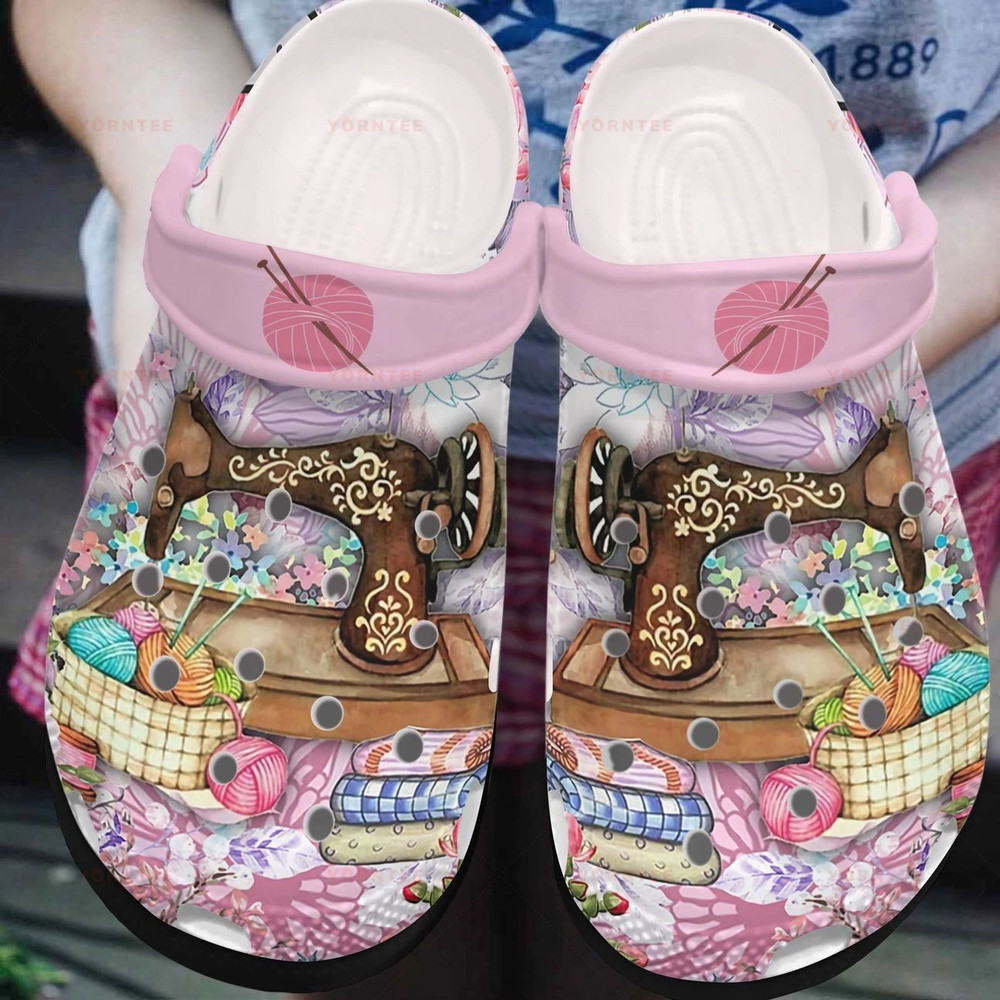 Floral Sewing Machine 2 Gift For Lover Rubber Crocs Clog Shoes Comfy Footwear