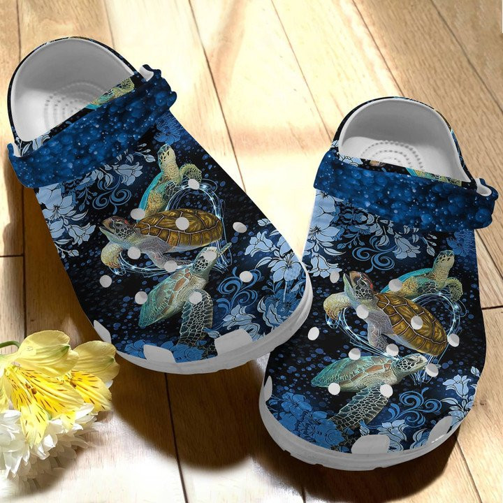 Flower Ocean Custom Crocs Classic Clogs Shoes Sea Turtle Crocs Classic Clogs Shoes For Women Men
