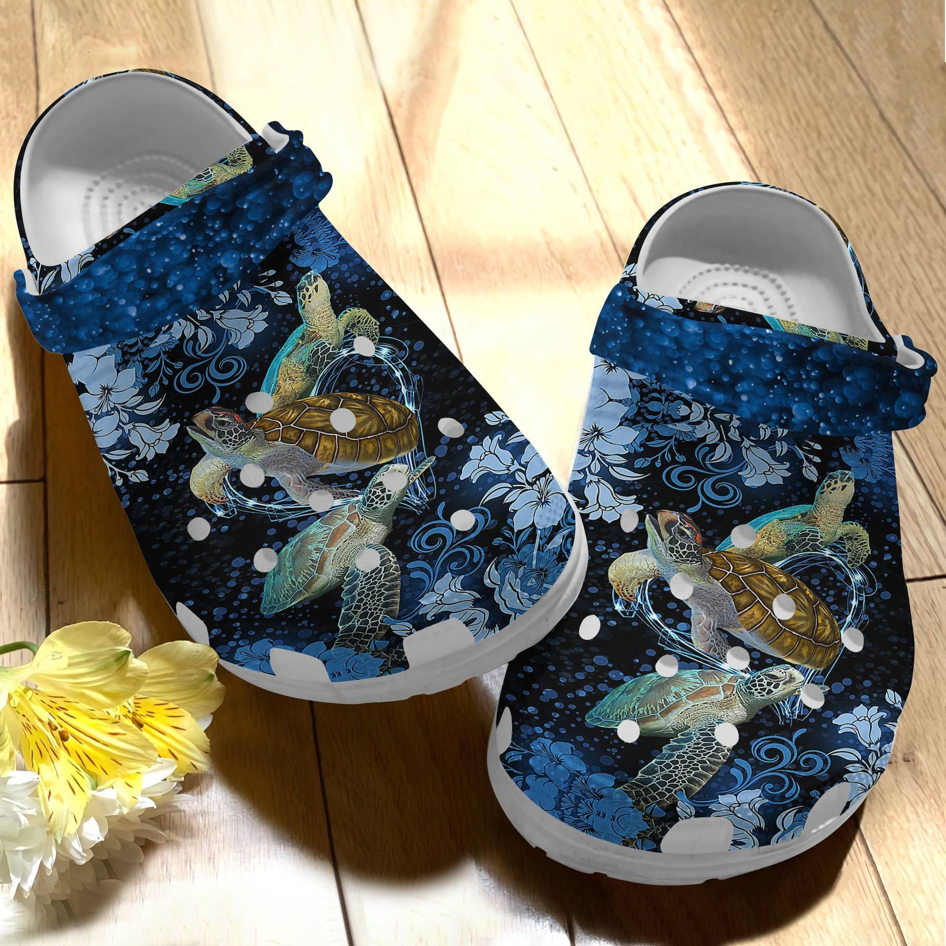 Flower Ocean Shoes Crocs Sea Turtle Shoes Crocbland Clog For Women Man